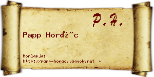 Papp Horác névjegykártya